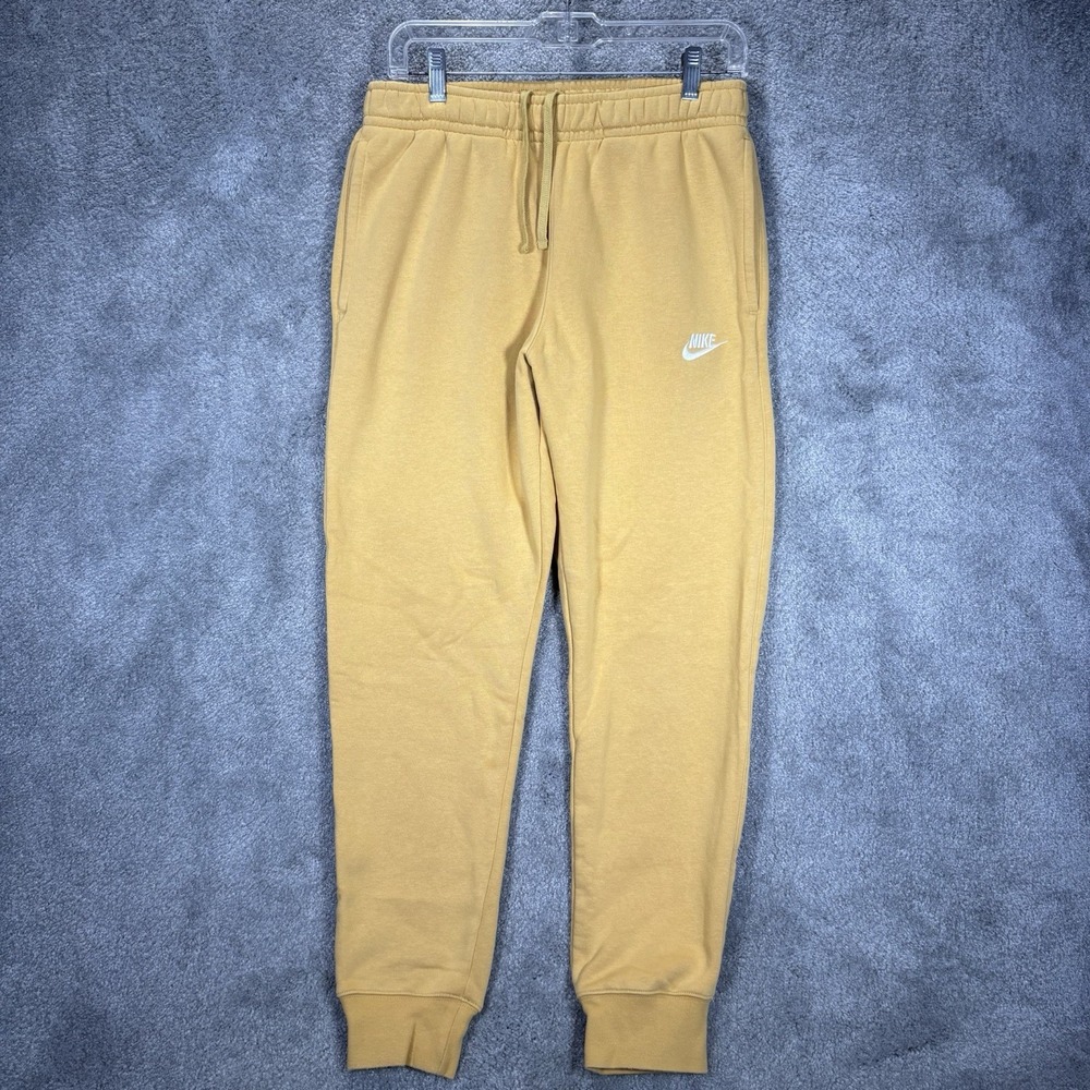 Nike‎ Sportswear Club Fleece Sweatpants Mens Mustard Yellow Joggers Athletic Gym